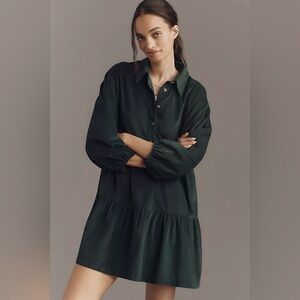 NWT Maeve Loverly Grey for Anthro Bettina Corduroy Tiered Mini Dress Sz XS